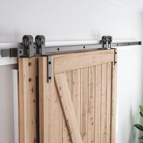 img 4 attached to Upgrade Your Home'S Style With SMARTSTANDARD 9Ft Bypass Sliding Barn Door Kit For Double Wooden Doors - Smooth, Quiet & Easy Installation - Fits 96" Opening
