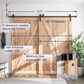 img 3 attached to Upgrade Your Home'S Style With SMARTSTANDARD 9Ft Bypass Sliding Barn Door Kit For Double Wooden Doors - Smooth, Quiet & Easy Installation - Fits 96" Opening