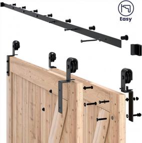 img 1 attached to Upgrade Your Home'S Style With SMARTSTANDARD 9Ft Bypass Sliding Barn Door Kit For Double Wooden Doors - Smooth, Quiet & Easy Installation - Fits 96" Opening