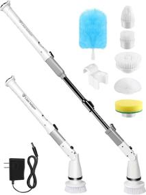 img 4 attached to 🧼 330rpm Cordless Electric Spin Scrubber for Bathroom and Home Cleaning - 6 Replaceable Brush Heads, Adjustable Head Angle, 45" Extension Handle, Efficient Lithium Battery