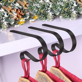 img 1 attached to Украсьте залы набором подставок для рождественских носков TAROSE - 4 зажима для мантии для праздничного декора камина