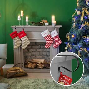 img 3 attached to Украсьте залы набором подставок для рождественских носков TAROSE - 4 зажима для мантии для праздничного декора камина