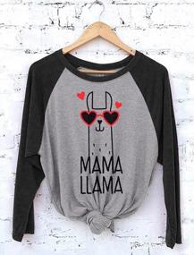 img 1 attached to Женская футболка реглан на День матери - Mama Llama Shirt: идеальный подарок для мамы