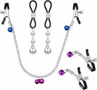 non-piercing nipple rings and choker set - qwalit stainless steel clip-on nipplerings with chain and faux body piercing jewelry for women and men logo