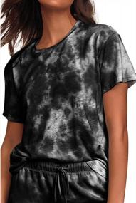 img 2 attached to Stylish And Comfortable Tie Dye Sleepwear Set For Women - Selowin Short Sleeve Pajamas With Matching Pants In L Black
