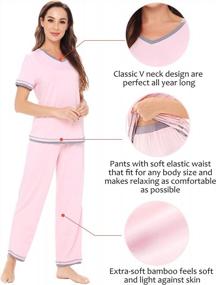 img 1 attached to Comfortable And Stylish WiWi Women'S Bamboo Pajama Sets: Soft Sleepwear With Short Sleeves And Pants