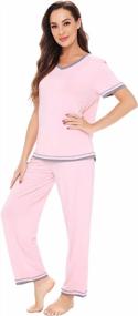 img 2 attached to Comfortable And Stylish WiWi Women'S Bamboo Pajama Sets: Soft Sleepwear With Short Sleeves And Pants