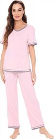 img 4 attached to Comfortable And Stylish WiWi Women'S Bamboo Pajama Sets: Soft Sleepwear With Short Sleeves And Pants