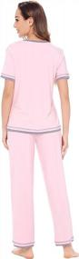 img 3 attached to Comfortable And Stylish WiWi Women'S Bamboo Pajama Sets: Soft Sleepwear With Short Sleeves And Pants