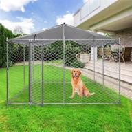 lonabr металлическая собачья будка, манеж для щенков с/без водостойкой крышки, сверхмощная уличная клетка для больших собак с замком (10x10x7,5 футов) логотип