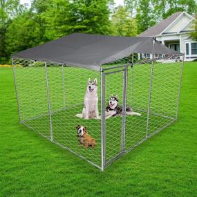 img 3 attached to LONABR Metal Dog Kennel Puppy Playpen With/Without Water-Resistant Cover,Heavy Duty Outdoor Cage For Large Dogs With Lockable (10X10X7.5 Ft)