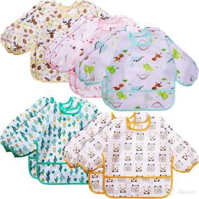 img 4 attached to 🧥 Multipack of Waterproof Long Sleeve Bibs for Babies: Easy-to-Clean, Soft Toddler Feeding Bibs – 10 Pack