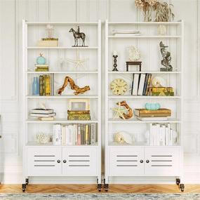 img 3 attached to Organize Your Space With IRONCK'S 5-Shelf Bookcase And Storage Cabinet In White
