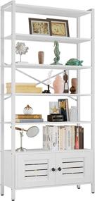 img 4 attached to Organize Your Space With IRONCK'S 5-Shelf Bookcase And Storage Cabinet In White