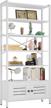 organize your space with ironck's 5-shelf bookcase and storage cabinet in white logo