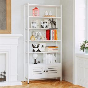 img 2 attached to Organize Your Space With IRONCK'S 5-Shelf Bookcase And Storage Cabinet In White