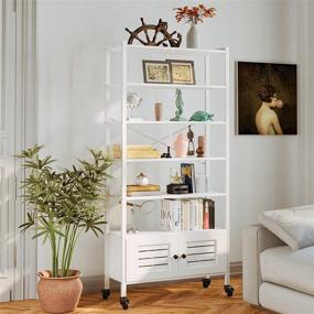 img 1 attached to Organize Your Space With IRONCK'S 5-Shelf Bookcase And Storage Cabinet In White
