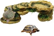 basking platform for turtles - resin resting reptile habitat ornament for turt tank - turtle tank decorations and hide - floating ledge resting terrace for bearded dragons, lizards, newts (shape 1) logo