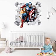 🛡️ enhance your kids' room with captain america wall sticker - fun and vibrant vinyl comics superhero art decor for home interior logo