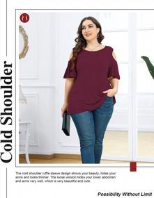 img 1 attached to Plus Size Summer Tunic Tops: Look Stylish In Poseshe Cold Shoulder Tee!