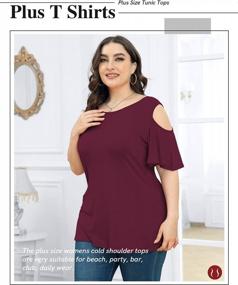 img 3 attached to Plus Size Summer Tunic Tops: Look Stylish In Poseshe Cold Shoulder Tee!