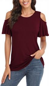 img 4 attached to Plus Size Summer Tunic Tops: Look Stylish In Poseshe Cold Shoulder Tee!