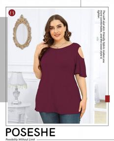 img 2 attached to Plus Size Summer Tunic Tops: Look Stylish In Poseshe Cold Shoulder Tee!