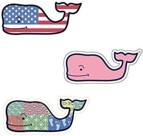 img 3 attached to 🐋 Premium Preppy VINEYARD VINES Whale Vinyl Stickers - American Flag, Patchwork, Classic Pink - 3 Pack 2.0 x 4.5 inches