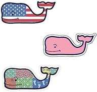 🐋 premium preppy vineyard vines whale vinyl stickers - american flag, patchwork, classic pink - 3 pack 2.0 x 4.5 inches logo