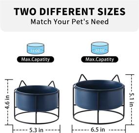 img 3 attached to ZONEYILA Raised Dog Cat Bowl, 15° Tilted Elevated Dog Bowls With Stand, Ceramic Basic Dog Bowls For Food And Water, Feeding For Puppy, Flat Faced Cats, Protect Cervical Spine, 32 OZ, Blue Bowl