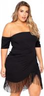 plus size off shoulder bodycon dress with tassels - rosianna women's dresses logo