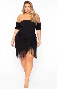 img 2 attached to Plus Size Off Shoulder Bodycon Dress With Tassels - ROSIANNA Women'S Dresses