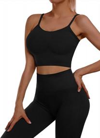 img 4 attached to Sportneer Women'S Ribbed Longline Sports Bra With High Waist Biker Shorts/Leggings, Perfect For Gym And Yoga Activewear, 2 Piece Set