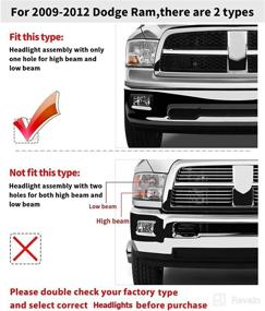 img 3 attached to Фара установки Dodge Ram 1500 2500 3500 - прозрачный объектив, хромированное кожух (модель двойного луча 2009-2012) - Замените неисправный фару прямо сейчас!