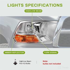 img 1 attached to Фара установки Dodge Ram 1500 2500 3500 - прозрачный объектив, хромированное кожух (модель двойного луча 2009-2012) - Замените неисправный фару прямо сейчас!