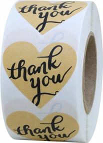 img 4 attached to Hybsk Love Heart Kraft Paper Thank You Stickers With Heart 1.5 Inch Adhesive Labels 500 Per Roll (Kraft)