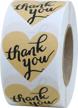 hybsk love heart kraft paper thank you stickers with heart 1.5 inch adhesive labels 500 per roll (kraft) logo