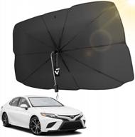 54''x31'' joytutus foldable car sunshade umbrella with 360° rotation bendable shaft - uv block windshield sun shade cover for suv, easy to store and use логотип