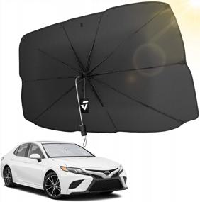 img 4 attached to 54''X31'' JoyTutus Foldable Car Sunshade Umbrella With 360° Rotation Bendable Shaft - UV Block Windshield Sun Shade Cover For SUV, Easy To Store And Use