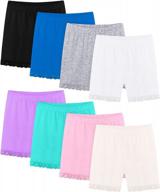 8 pack girls dance shorts: lace, bike, breathable & safe under dress - 8 colors! logo