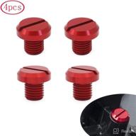 🏍️ set of 4 premium red motorcycle cnc aluminum m10 x 1.25 rearview mirror hole plug screws - compatible with suzuki, kawasaki, and aprilia логотип