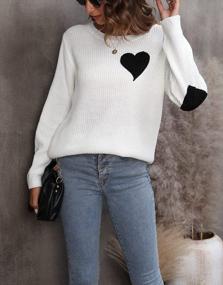 img 3 attached to Shermie Women'S Cute Heart Pattern Elbow Patchwork Casual Crewneck Knitted Sweaters Pullover