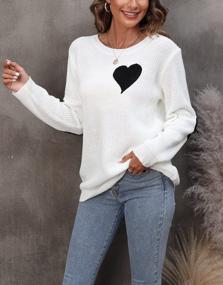 img 2 attached to Shermie Women'S Cute Heart Pattern Elbow Patchwork Casual Crewneck Knitted Sweaters Pullover