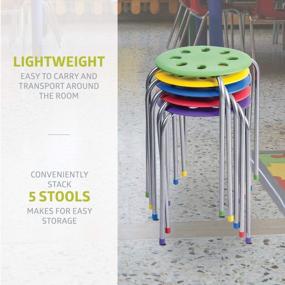 img 2 attached to Pearington Plastic Classroom Stools for Kids, Multipurpose Stool Chairs, Flexible Seating, Stackable Stools, Stainless Steel Legs - Set of 5, Multiple Colors