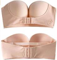 women's custom lift strapless push up bra with hand shape front/back buckle & invisible wirefree anti-slip support logo