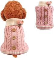 adorably knitted dog sweater with classic buttons for girls, ideal winter coat to keep small dogs warm in cold weather, color: pink, size: xs logo