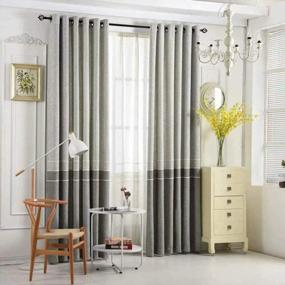 img 4 attached to Customized Linen Curtains Grey Mordern Embroidered Blackout Bedroom Divider Grommet Drapes - Quick Delivery
