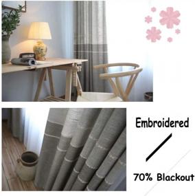 img 2 attached to Customized Linen Curtains Grey Mordern Embroidered Blackout Bedroom Divider Grommet Drapes - Quick Delivery