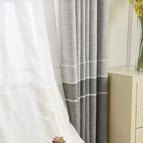 img 1 attached to Customized Linen Curtains Grey Mordern Embroidered Blackout Bedroom Divider Grommet Drapes - Quick Delivery