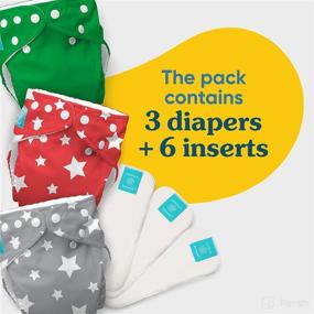 img 3 attached to 👶 Charlie Banana Baby Fleece Reusable Cloth Diaper System with 3 Diapers and 6 Inserts - Tuscany Design - One Size: Easy, Eco-friendly, and Economical Solution for Your Baby